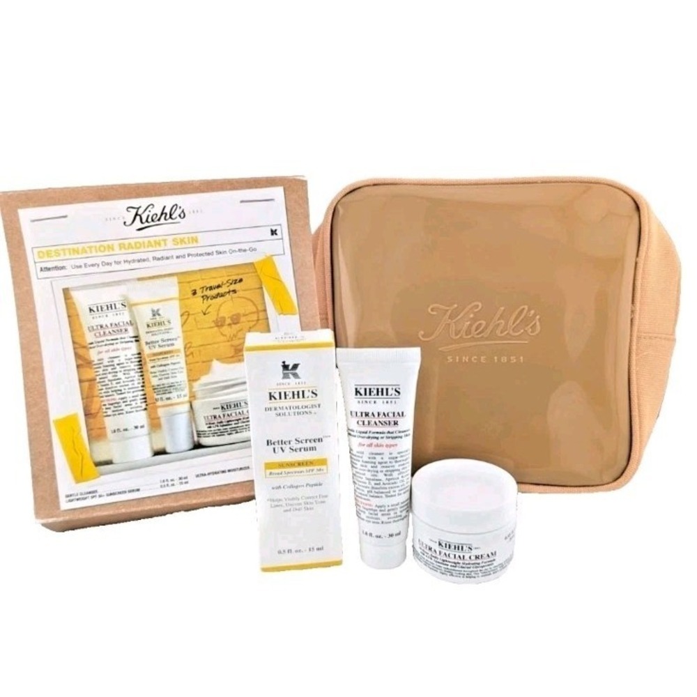 NEW Kiehl's Destination Radiant Skincare Gift Set 3pc 100% AUTHENTIC, H448